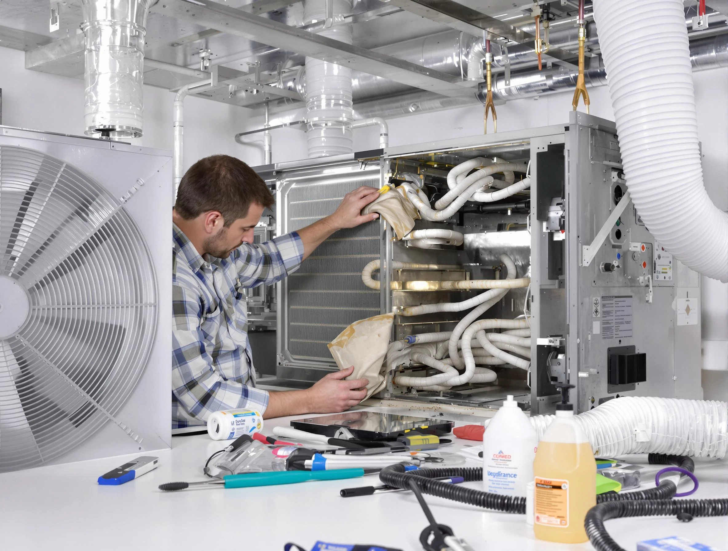 Kingfisher Air Duct Cleaning specialist performing precision AC coil cleaning in Kingfisher